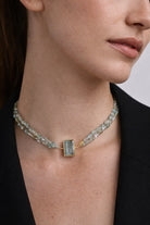 Marina Aquamarin Doğal Taş Choker Gümüş Kolye - Su Elementi - 1