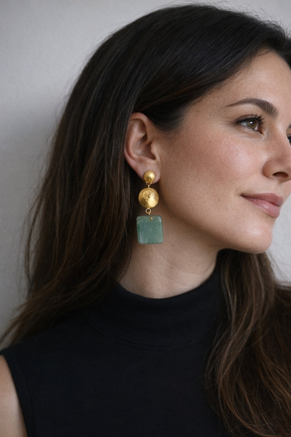 Halki Aventurin Taş Gümüş Küpe - 1