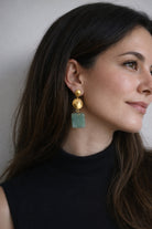 Halki Aventurin Taş Gümüş Küpe - 1