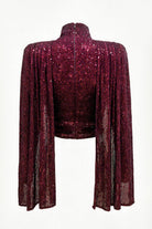 Bordo Payetli Şal Detaylı Bluz - 5