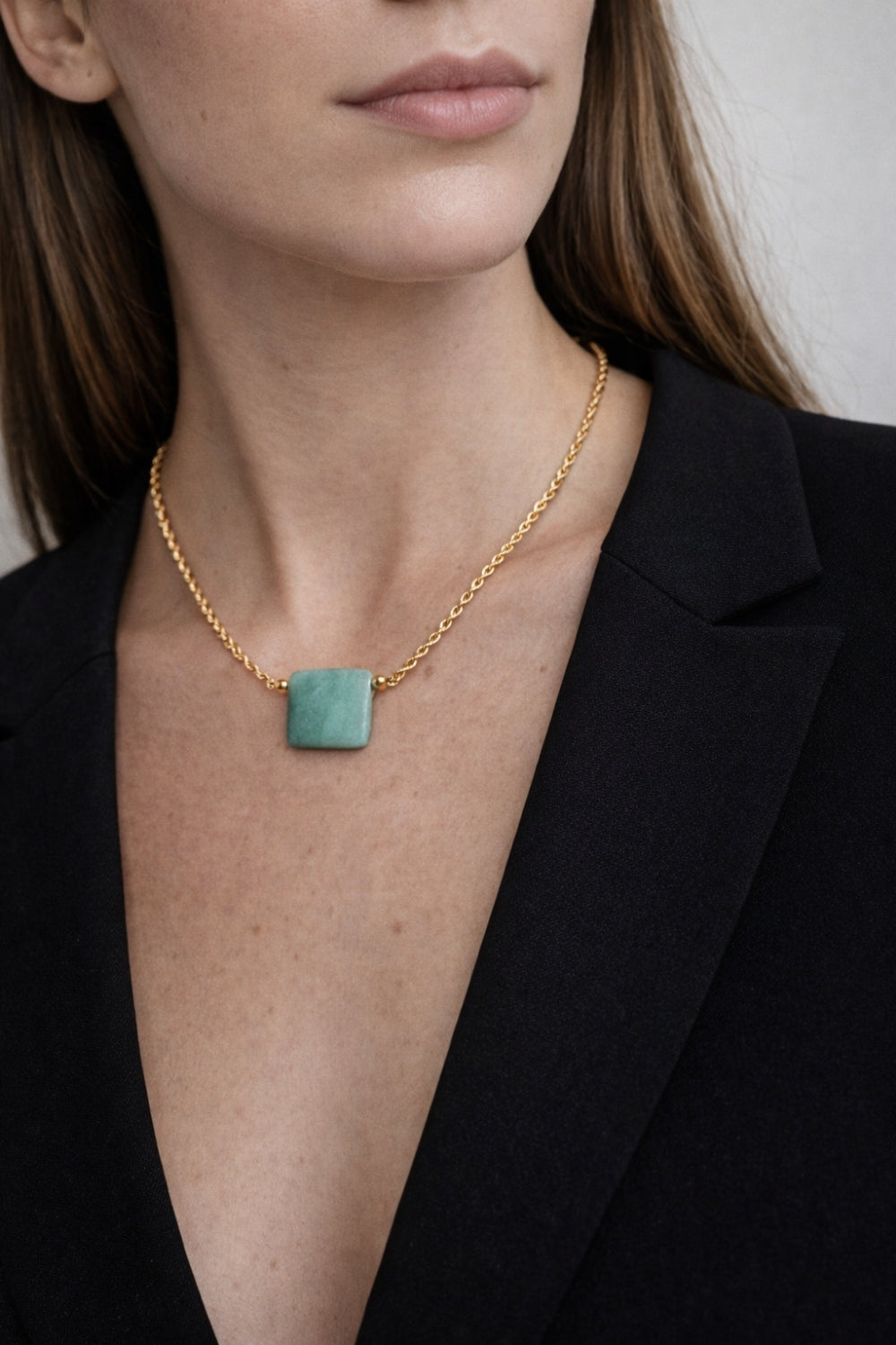 Lilian Yeşil Opal Taş Gümüş Kolye - 1