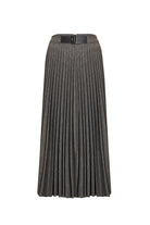 Balık Sırtı Desenli Pilisoley Yüksek Bel Tokalı Regular Midi Etek - 0