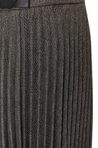 Balık Sırtı Desenli Pilisoley Yüksek Bel Tokalı Regular Midi Etek - 2