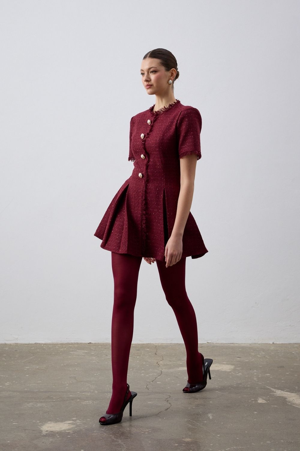 İndira Tuvit Mini Elbise Bordo - 3