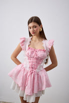 Lina Pembe Mini Elbise - 0