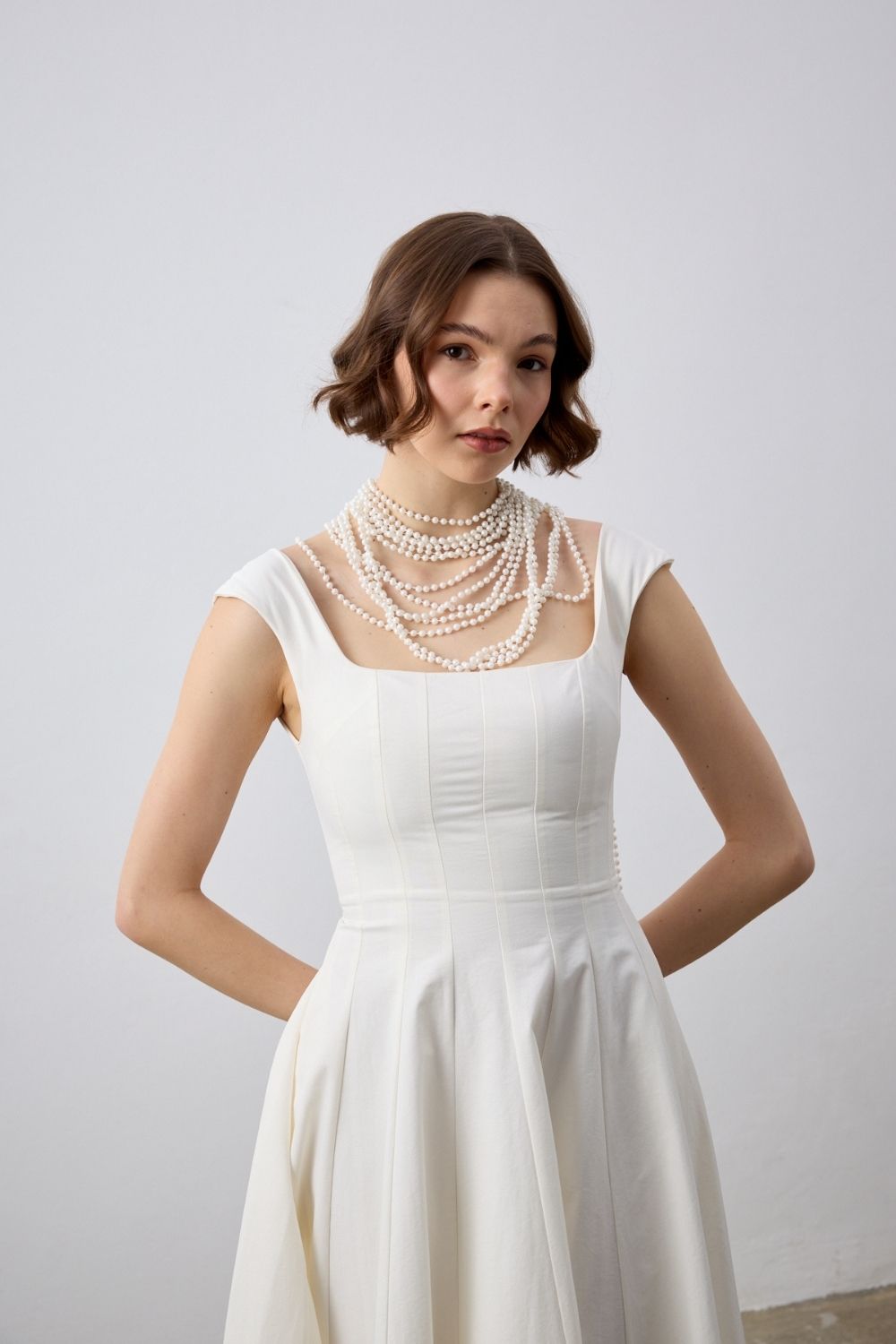 Luna Ekru Midi Elbise - 2