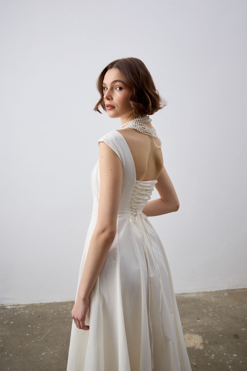 Luna Ekru Midi Elbise - 3