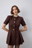 İndira Tuvit Mini Elbise Kahve - 0