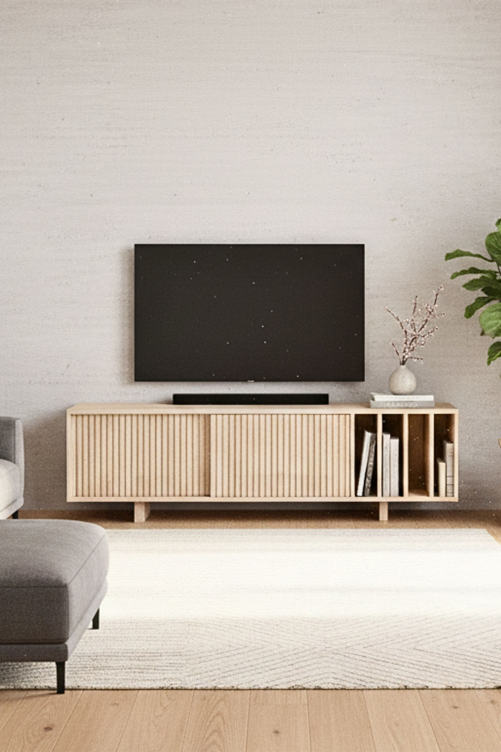 Masif Ahşap Dikey Bölmeli Tv Ünitesi - 2