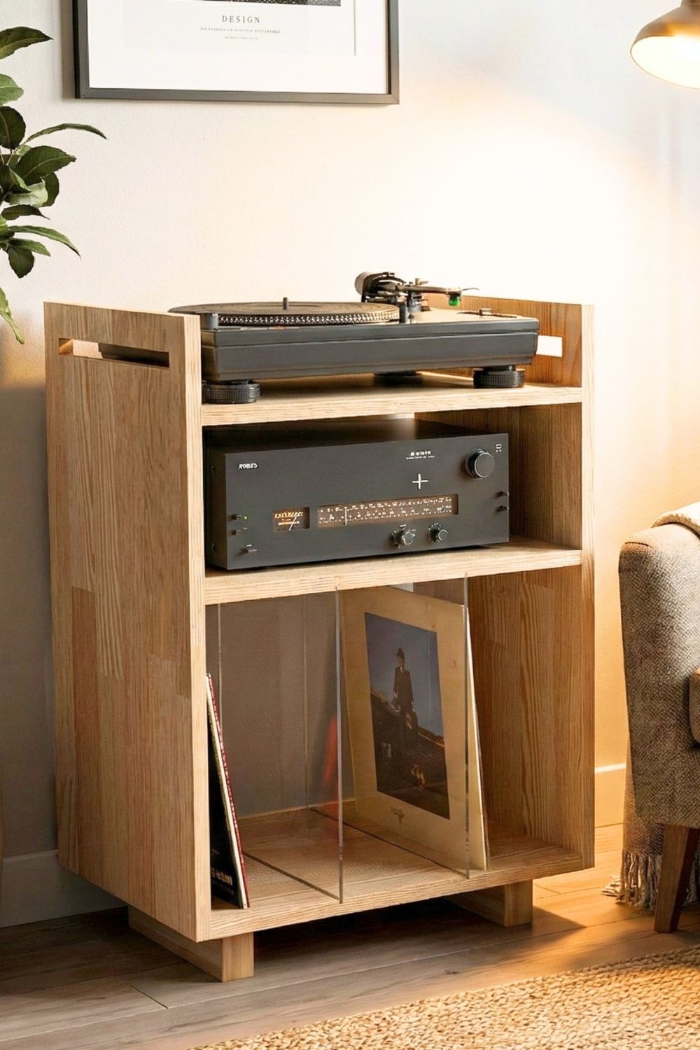 Masif Ahşap Plak & Pikap Depolama Ünitesi - 2