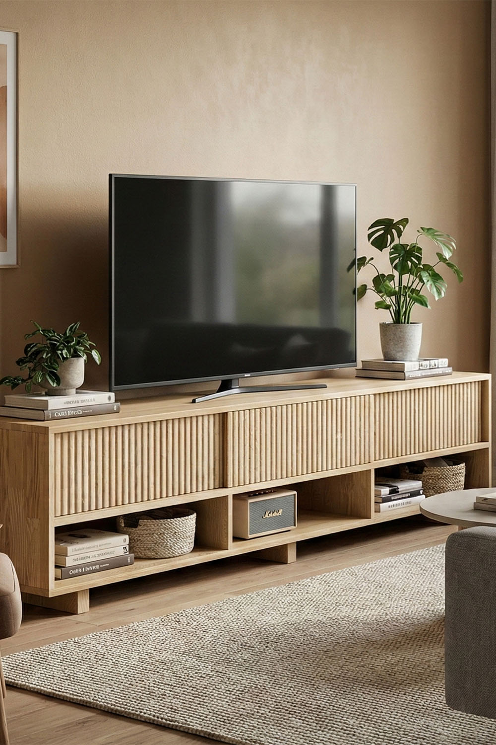 Masif Ahşap Açık Bölmeli Tv Ünitesi - 3