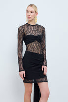 Erika Dantel Üzerine Bluz & Etek Detaylı Elbise - 1