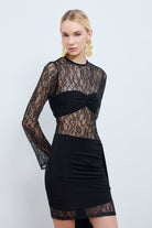 Erika Dantel Üzerine Bluz & Etek Detaylı Elbise - 2