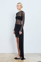 Erika Dantel Üzerine Bluz & Etek Detaylı Elbise - 3