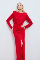 Soley Büzgülü Maksi Elbise - 0