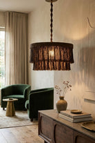 Makrome İpli İki Katlı Avize Kahverengi - 0