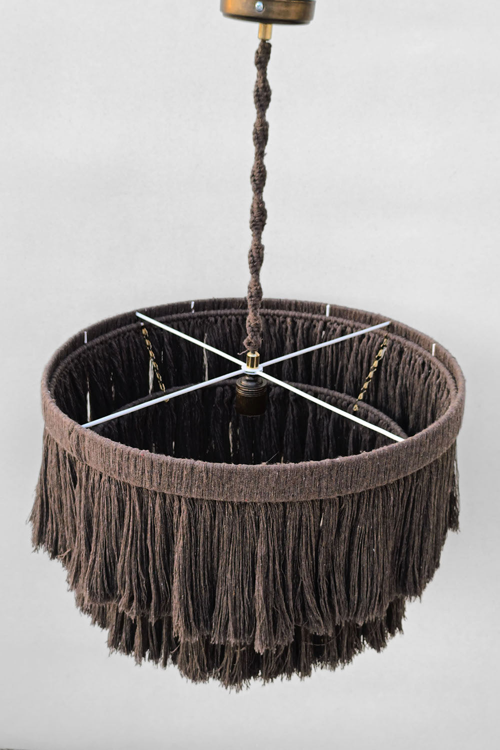 Makrome İpli İki Katlı Avize Kahverengi - 3