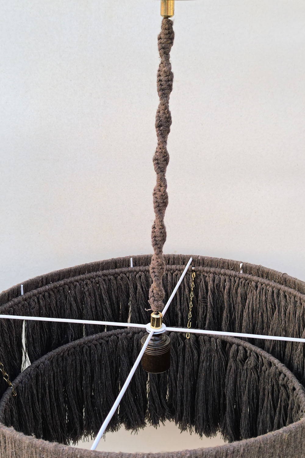 Makrome İpli İki Katlı Avize Kahverengi - 4