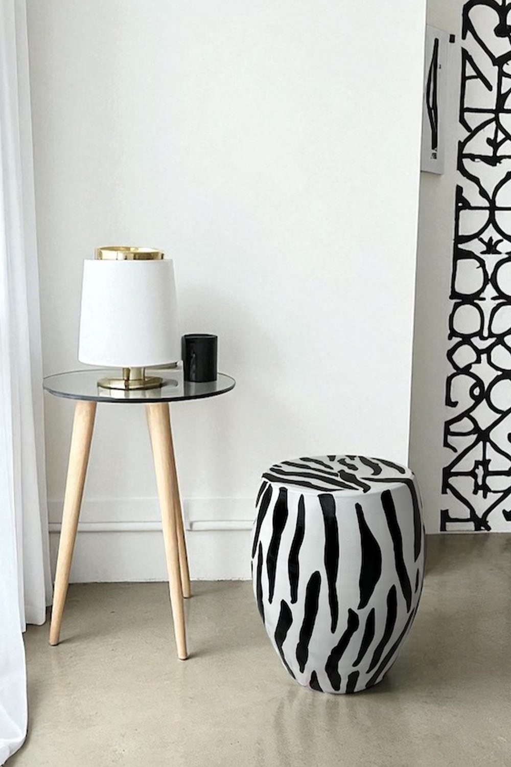 Zebra Desen Seramik Sehpa - 0