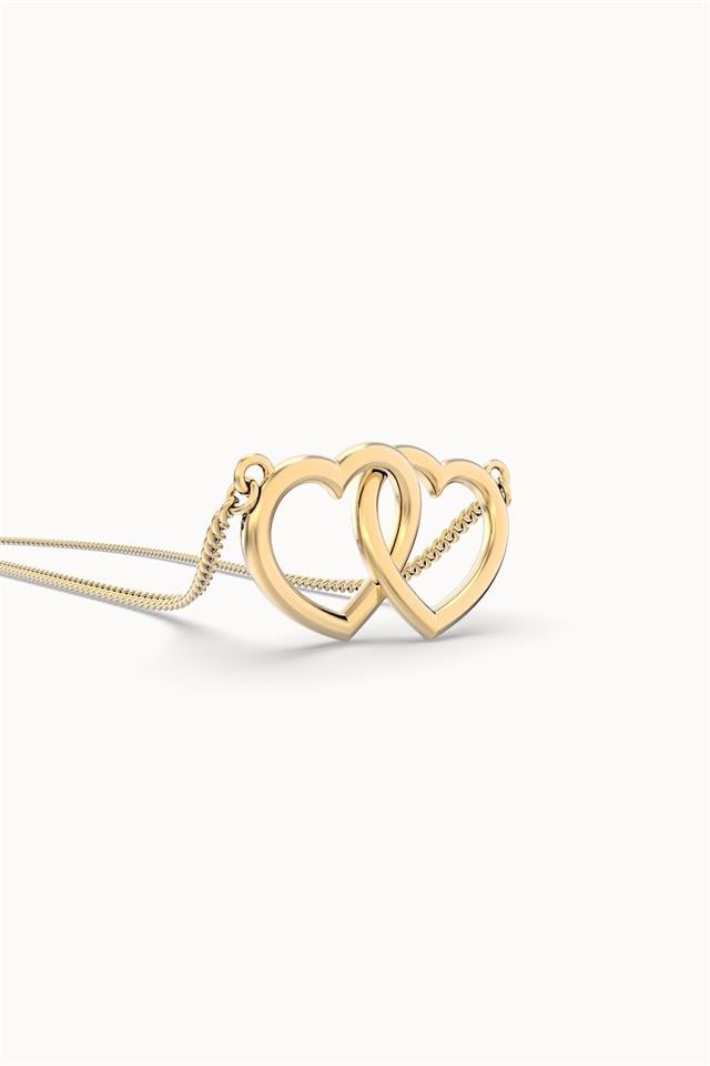 18 Ayar Altın Kaplama Hearts Kolye - 2