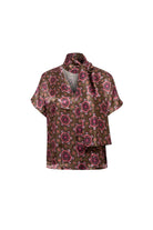 Floral Desenli Fular Detaylı Saten Bluz - 2