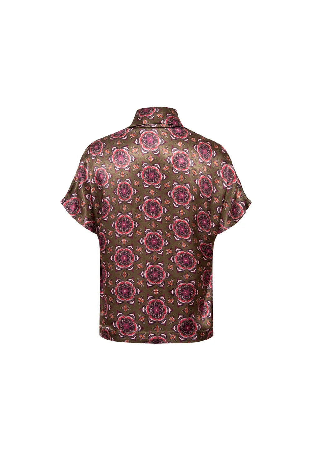 Floral Desenli Fular Detaylı Saten Bluz - 3