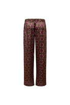Floral Desenli Yırtmaç Detaylı Saten Pantolon - 4