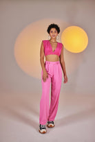 Palazzo Kesim Yüksek Bel Palasia Pantolon Pembe - 4