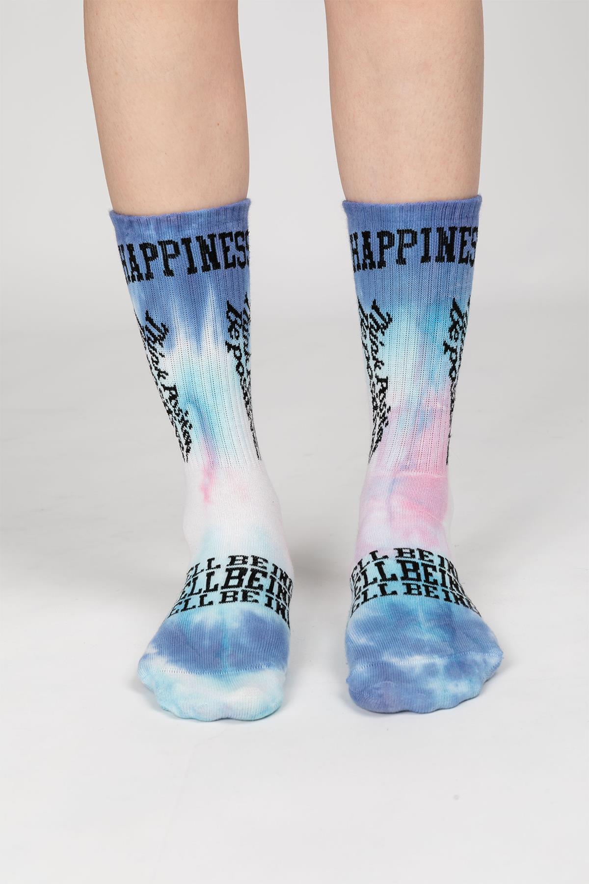 Smile Dye Unisex Batik Desenli Dikişsiz Tenis Çorap Wellbeing - 2