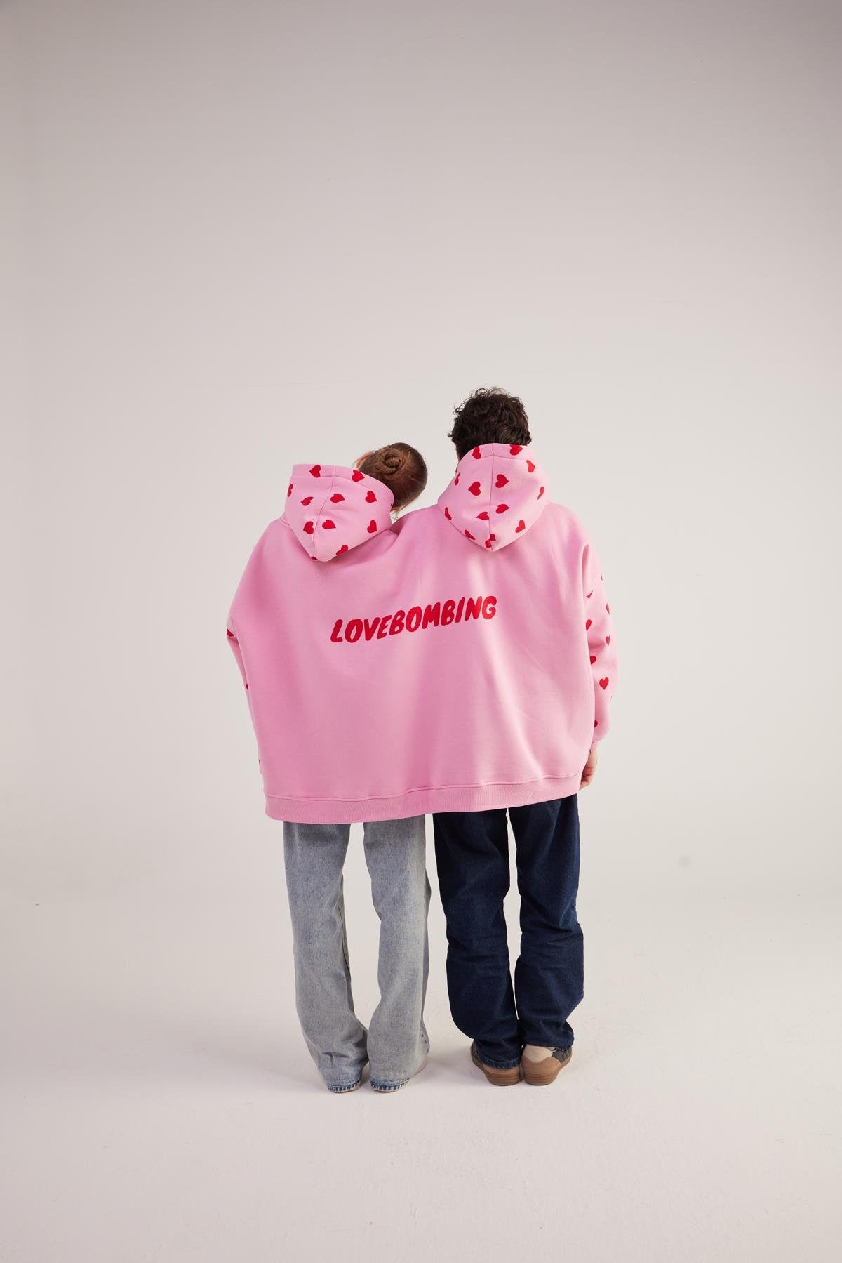 Kalp Baskılı Çift Giyilir Lovebombing Sweatshirt Pembe - 3