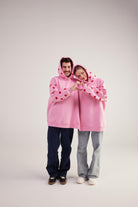 Kalp Baskılı Çift Giyilir Lovebombing Sweatshirt Pembe - 4