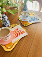 But First Coffee Desenli Kokteyl Peçete - 1 Adet Turuncu - 4