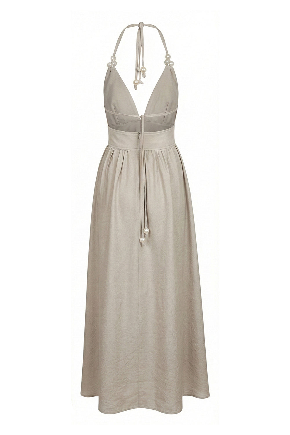 Limited Edition Pearl Siesta - Taş Rengi İncili Elbise - 10