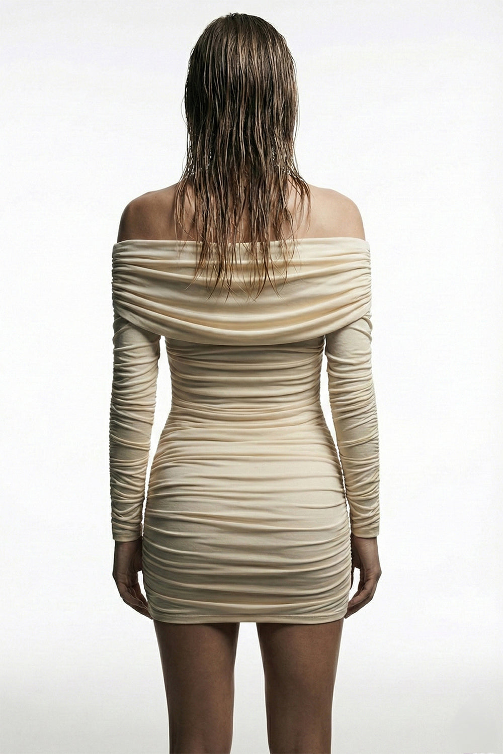 Limited Edition Nude Echo - Bej Rengi Jarse Elbise - 2