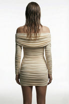Limited Edition Nude Echo - Bej Rengi Jarse Elbise - 2