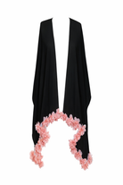 Bella Siyah Kids Kimono – Pembe Şifon Çiçek Detaylı - 0