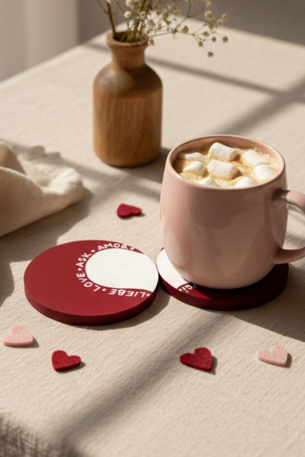 Love - El Yapımı Ahşap Bardak Altlığı 2'li - 0