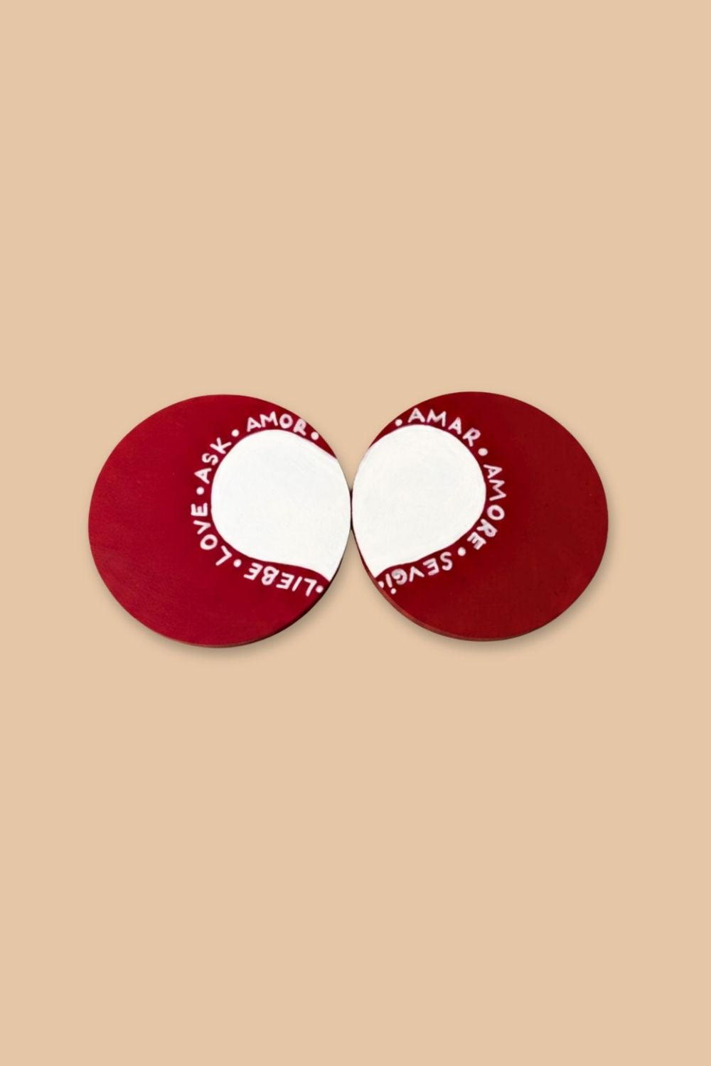 Love - El Yapımı Ahşap Bardak Altlığı 2'li - 1