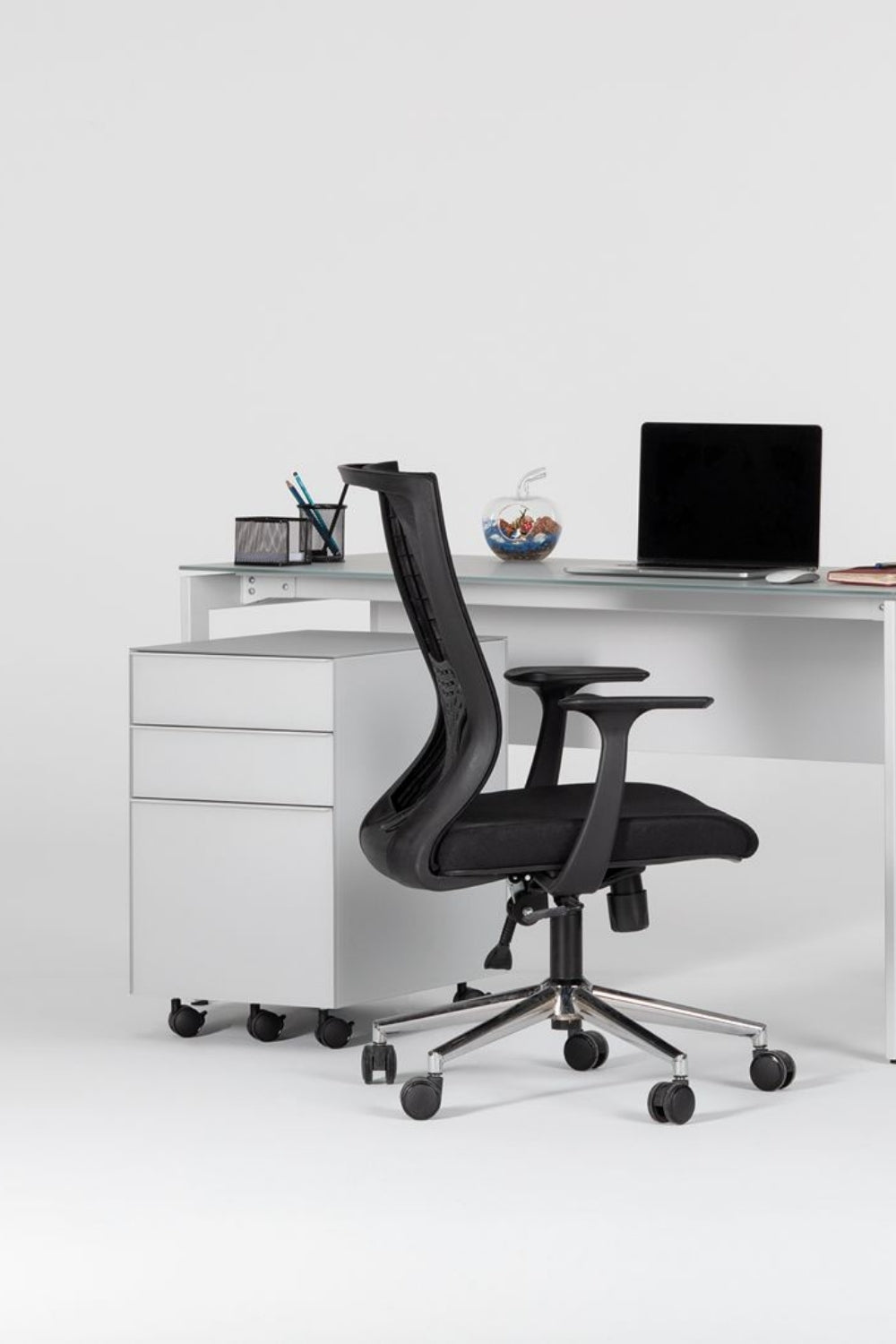 Keson 3 Çekmeceli Cam Kaplama Ofis Masaaltı Dolabı - 1