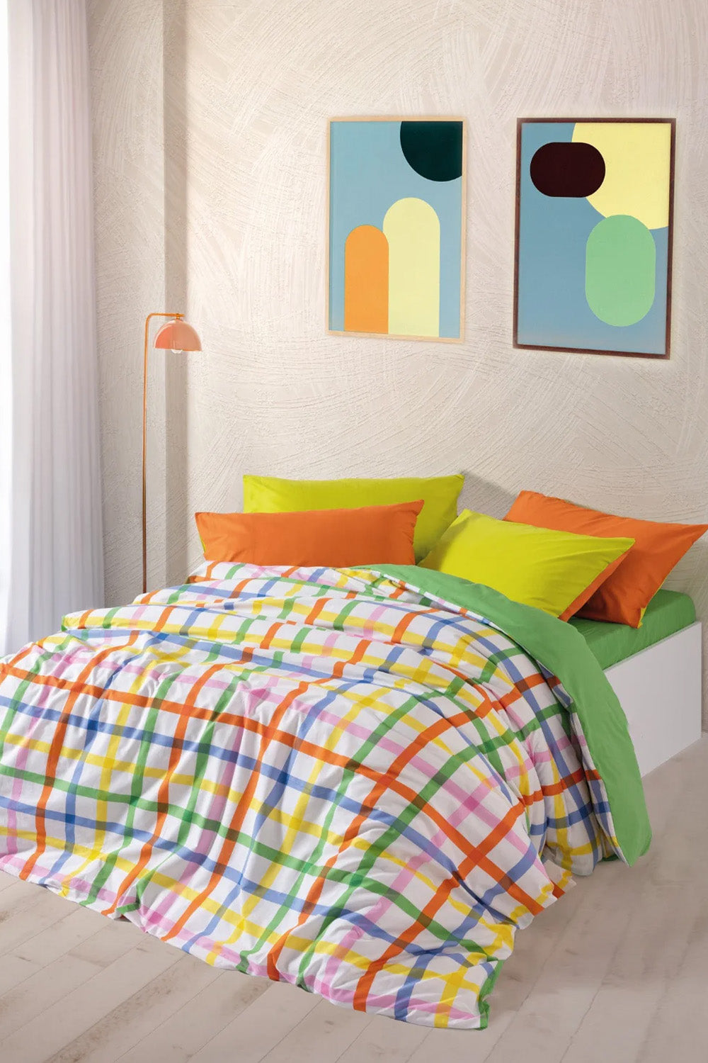 Popping Colors Çift Kişilik Lastikli Çarşaflı Nevresim Takımı Hype Yeşil - 0