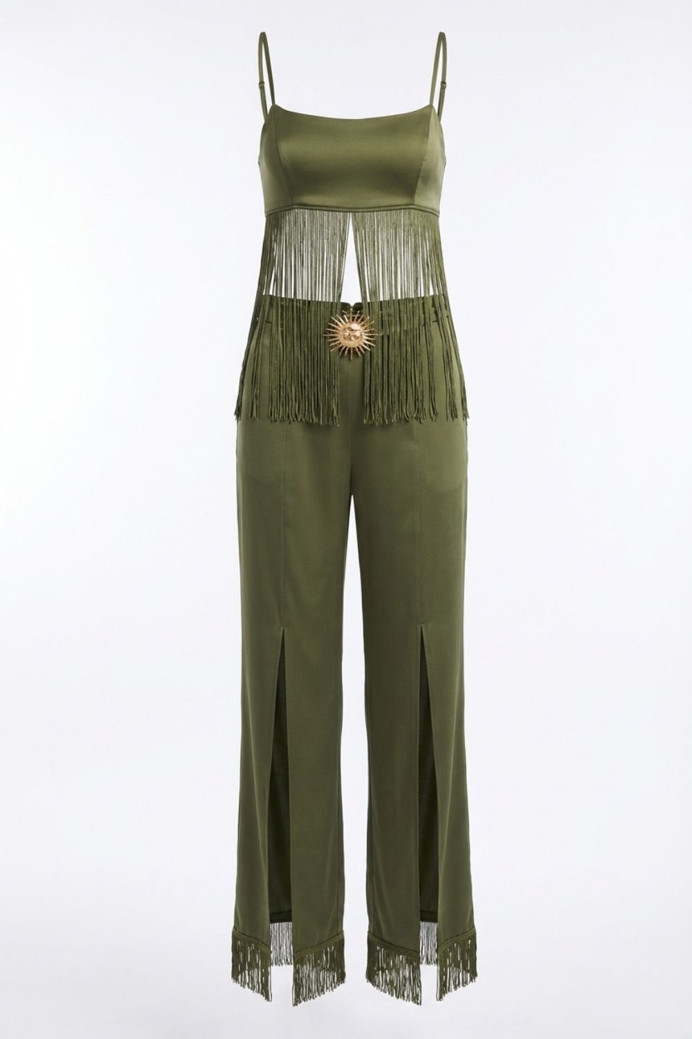 Helia Saten İpek Crop Bluz & Pantolon Takımı - 0