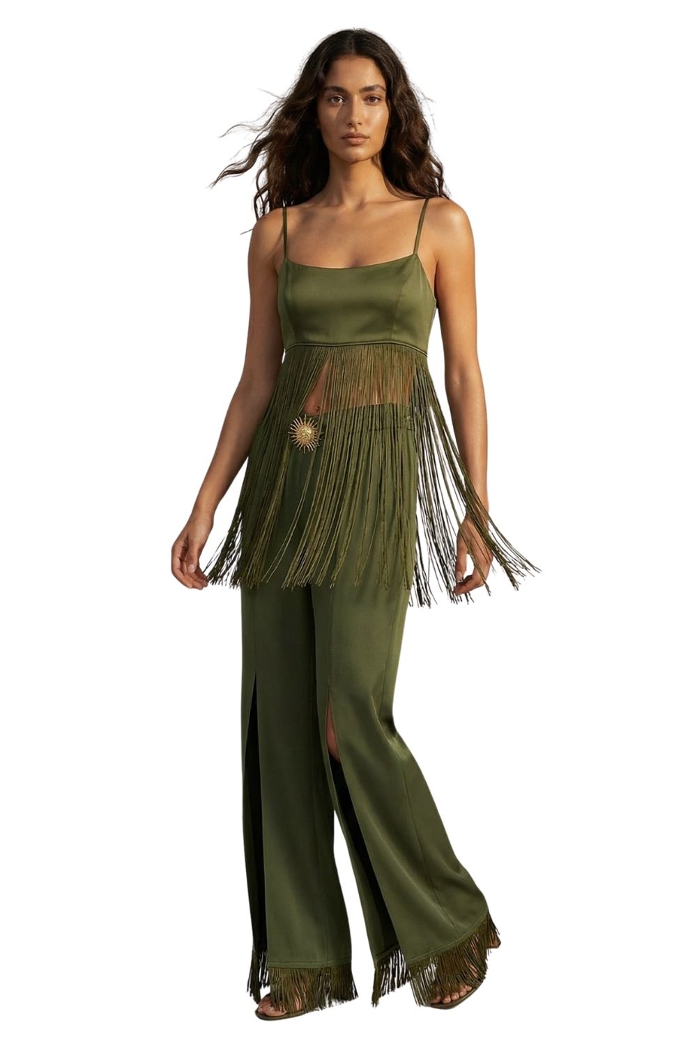 Helia Saten İpek Crop Bluz & Pantolon Takımı - 2