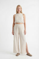 Crinkle Linen Kolsuz Crop Top - 1