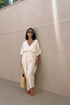 Crinkle Linen V Yaka Bluz - 4