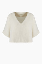 Crinkle Linen V Yaka Bluz - 6