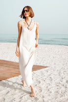Crinkle Linen İp Askılı Elbise - 6