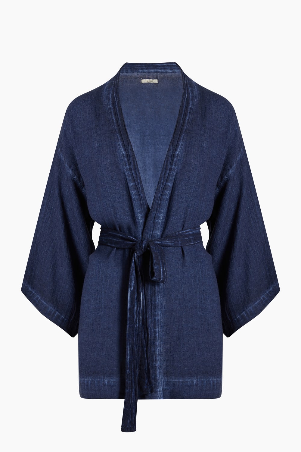Keten Navy Kısa Kimono - 2