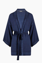 Keten Navy Kısa Kimono - 2