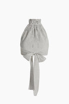 Crinkle Çizgili Halter Yaka Bluz - 4