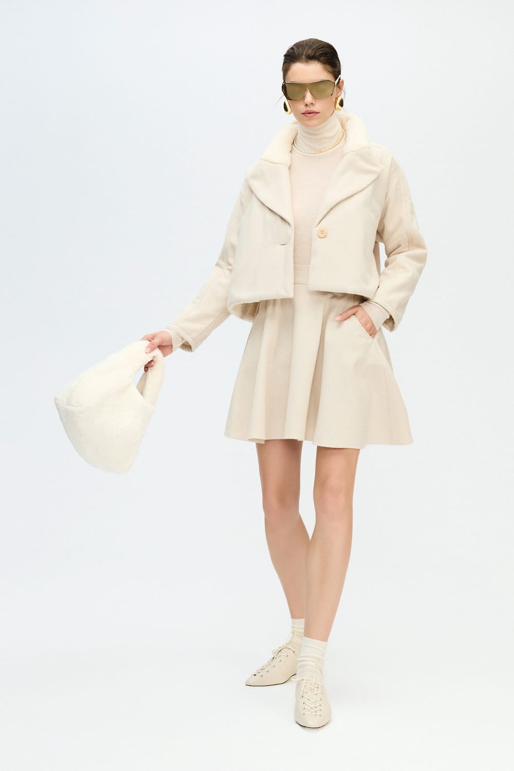 Balıksırtı Yakası Kürklü Ceket - 3